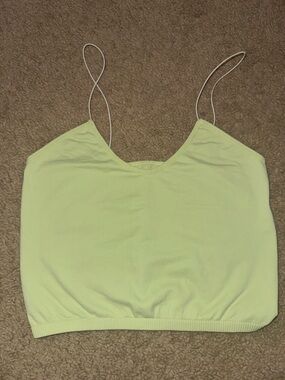 Free People Neon Lime Spaghetti Strap Cropped Camisole